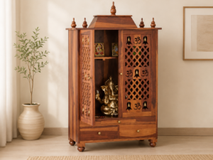 Vedant Solid Sheesham Wood Home Temple in Walnut Finish