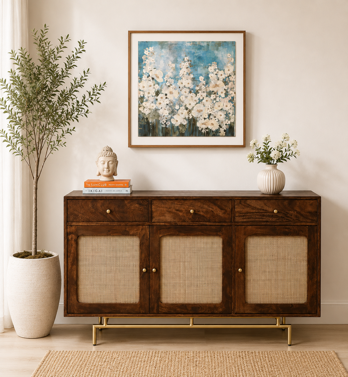 Ravello Solid Wood Side Storage Cabinet in Provincial Teak Finish