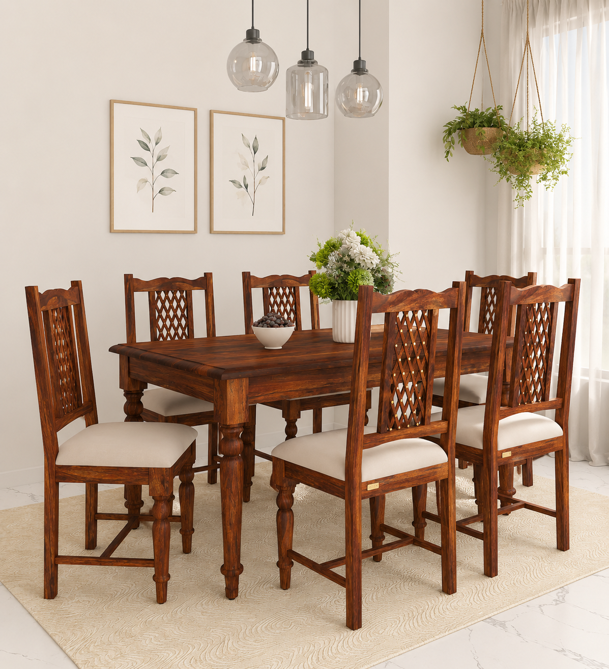 Brentova Solid Sheesham Wood 6 Seater Dining Set