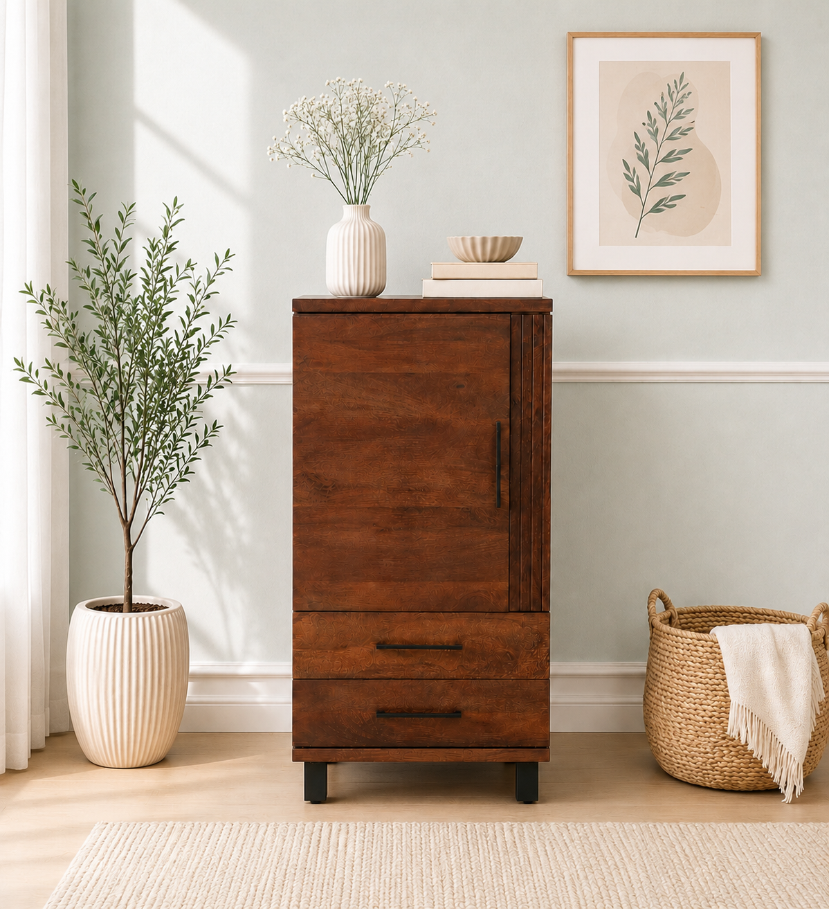 Hestia Premium Sheesham Wood Cabinet for Living Room Storage