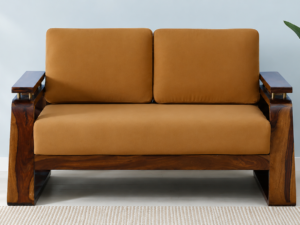 Avelon Solid Sheesham Wood 2 Seater Sofa in Premium Honey Oak Finish