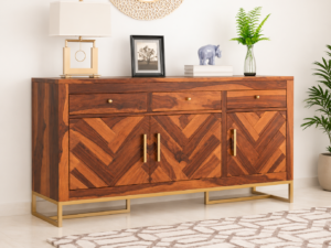 Cedar Haven Solid Sheesham Wood Cabinet in Walnut Finish