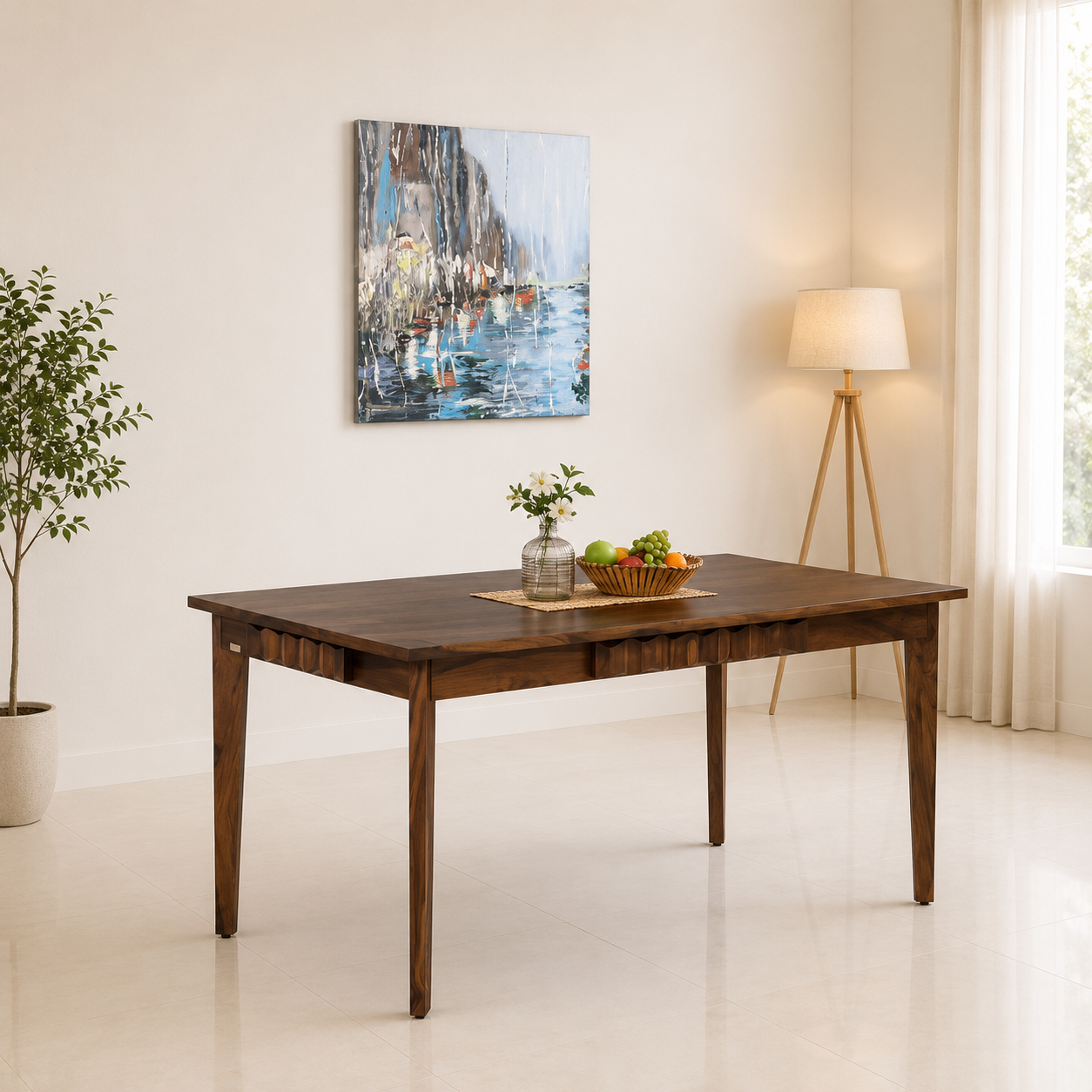 Haverton Handcrafted Solid Sheesham Wood Dining Table