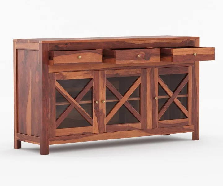 Aaranya Solid Sheesham Wood Storage Cabinet in Honey Finish - Image 2