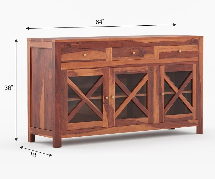 Aaranya Solid Sheesham Wood Storage Cabinet in Honey Finish - Image 3