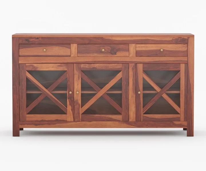 Aaranya Solid Sheesham Wood Storage Cabinet in Honey Finish - Image 4