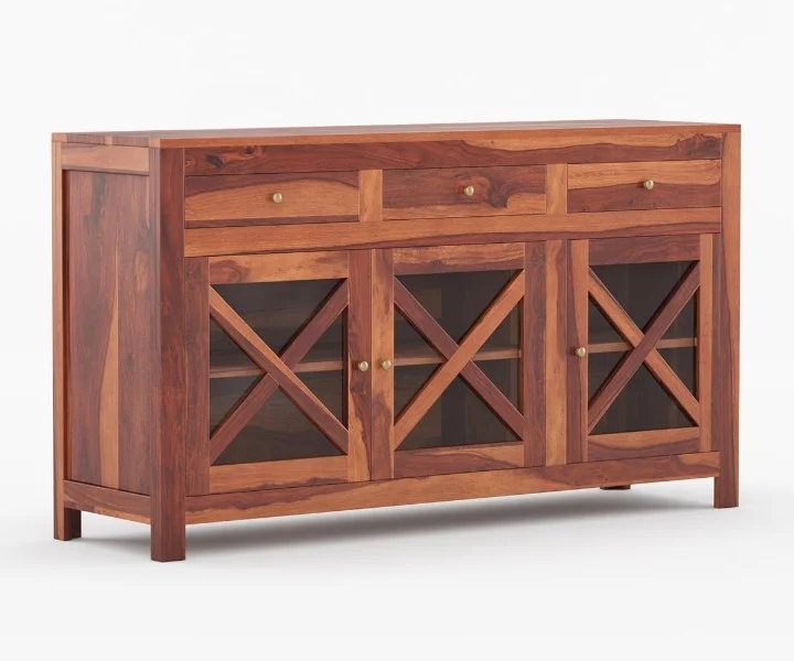 Aaranya Solid Sheesham Wood Storage Cabinet in Honey Finish - Image 5