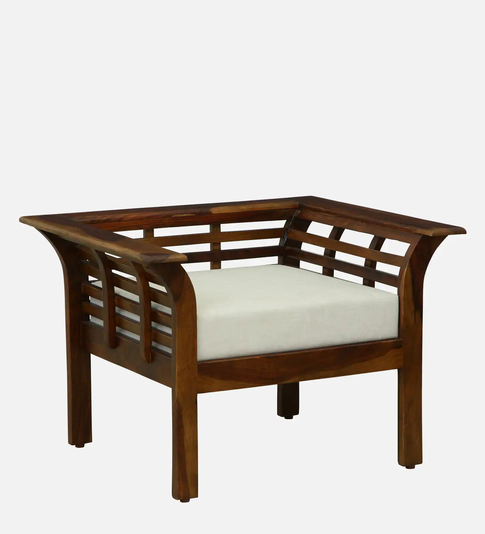 Alton Sheesham Wood 1 Seater Sofa with Premium Cushioned Seating in Honey Oak Finish - Image 3