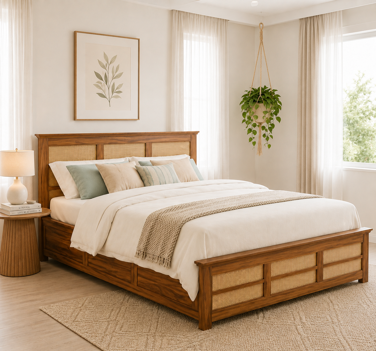 Alvesta Solid Wood Bed with Premium Finish and Durable Wooden Frame