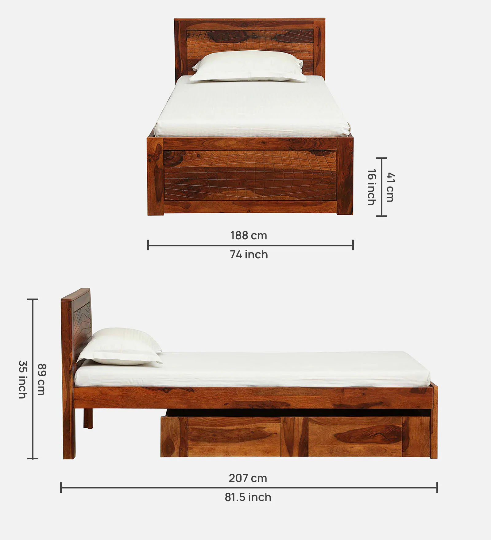 Alvito Premium Wooden Single Bed with Modern Craftsmanship - Image 2