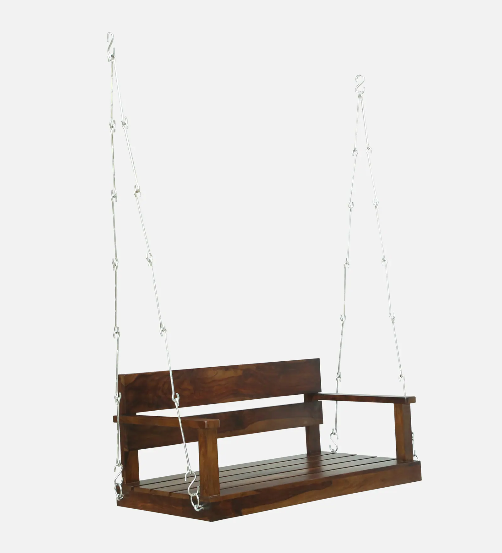 Alvora Premium Solid Wood Wooden Swing in Walnut Finish - Image 2