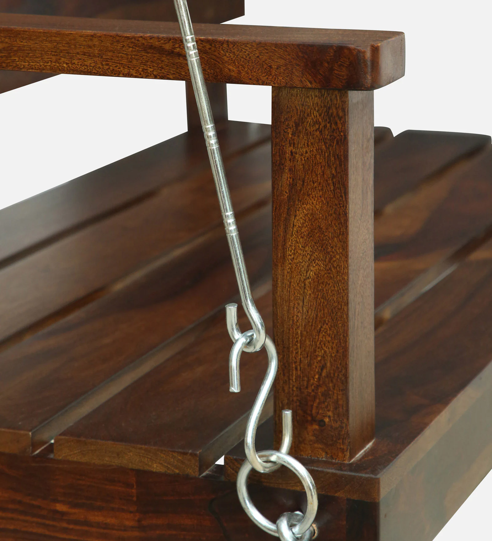 Alvora Premium Solid Wood Wooden Swing in Walnut Finish - Image 6
