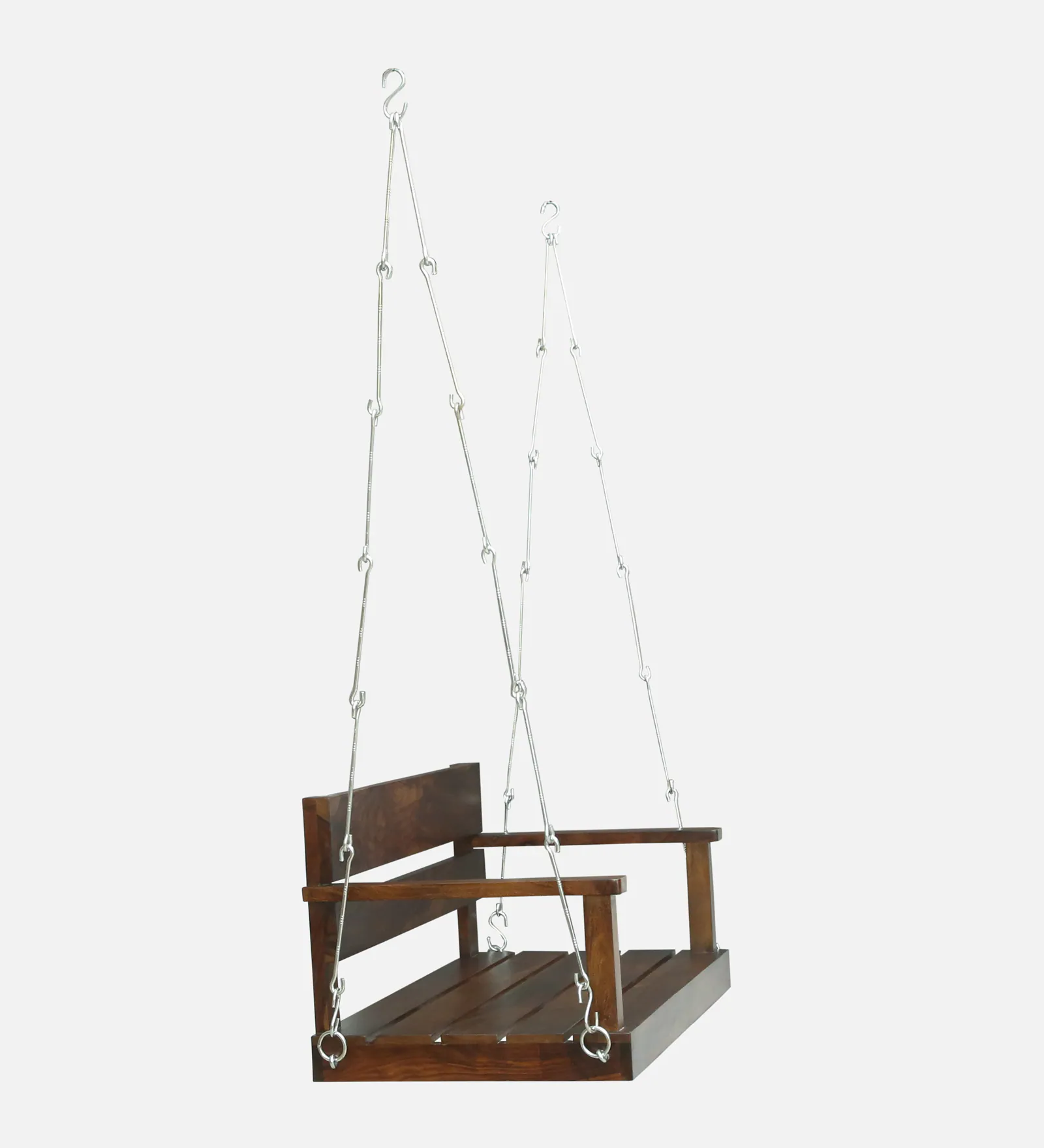 Alvora Premium Solid Wood Wooden Swing in Walnut Finish - Image 7