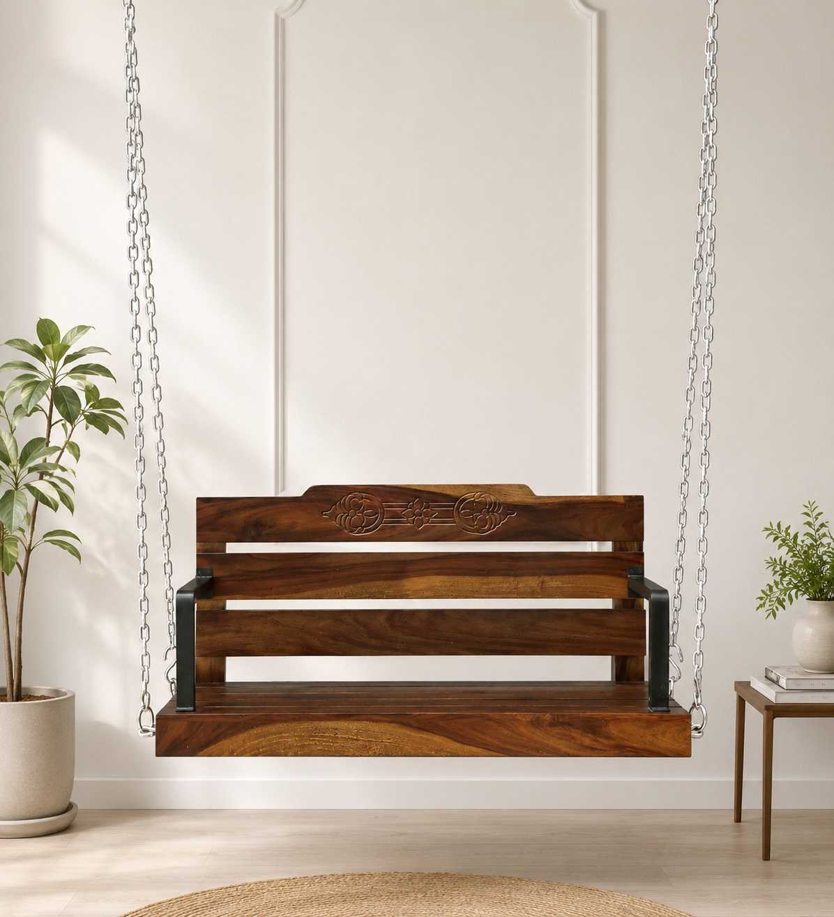 Amadora Designer Wooden Swing Bench for Modern Home Interiors