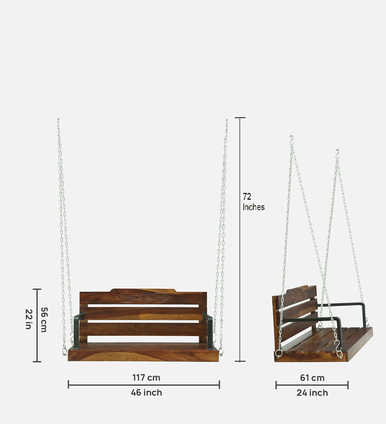Amadora Designer Wooden Swing Bench for Modern Home Interiors - Image 7