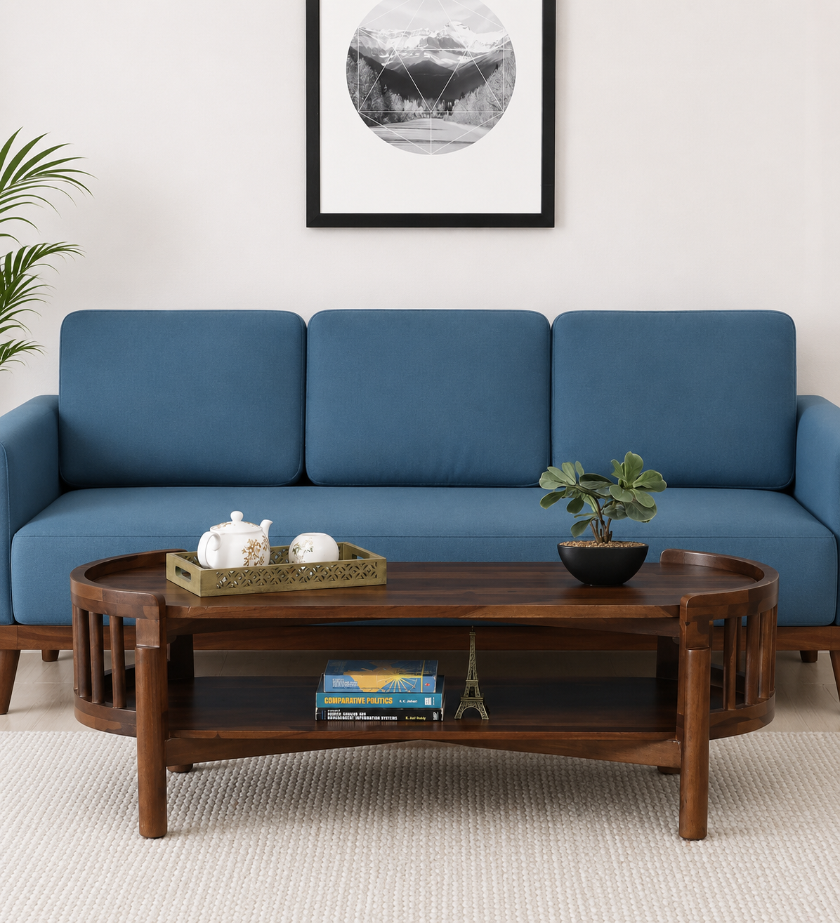Amberfield Solid Wood Coffee Table with Multi-Purpose Storage Shelf
