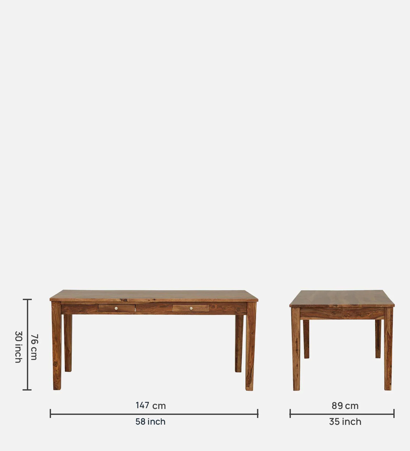 Aranya Craft Solid Sheesham Wood 6 Seater Dining Table Set in Walnut Finish - Image 6