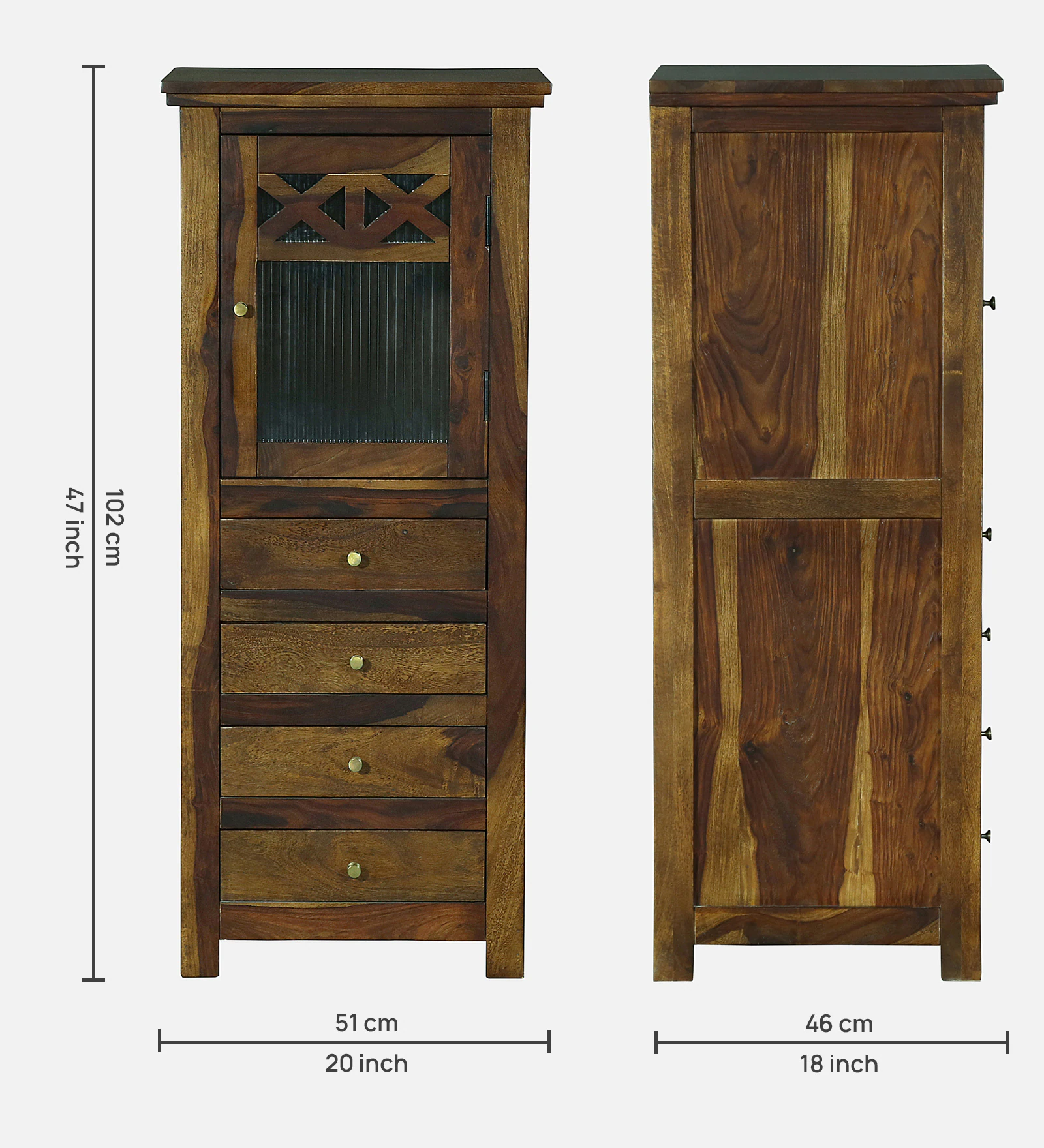 Arden Premium Sheesham Wood Multi-Purpose Storage Cabinet in Walnut Finish - Image 6
