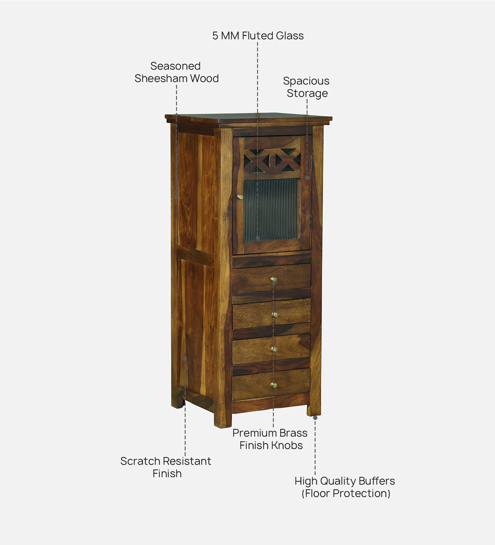 Arden Premium Sheesham Wood Multi-Purpose Storage Cabinet in Walnut Finish - Image 9