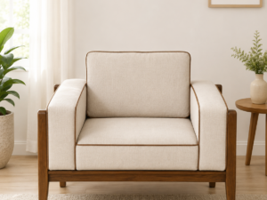 Artisan Crafted Solid Wood Single Seater Sofa in Provincial Teak Finish
