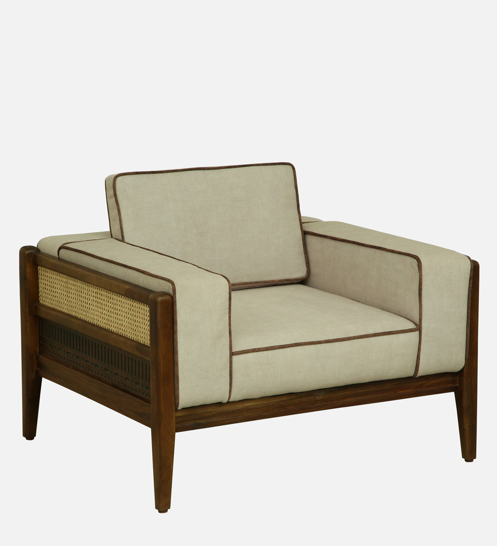 Artisan Crafted Solid Wood Single Seater Sofa in Provincial Teak Finish - Image 3