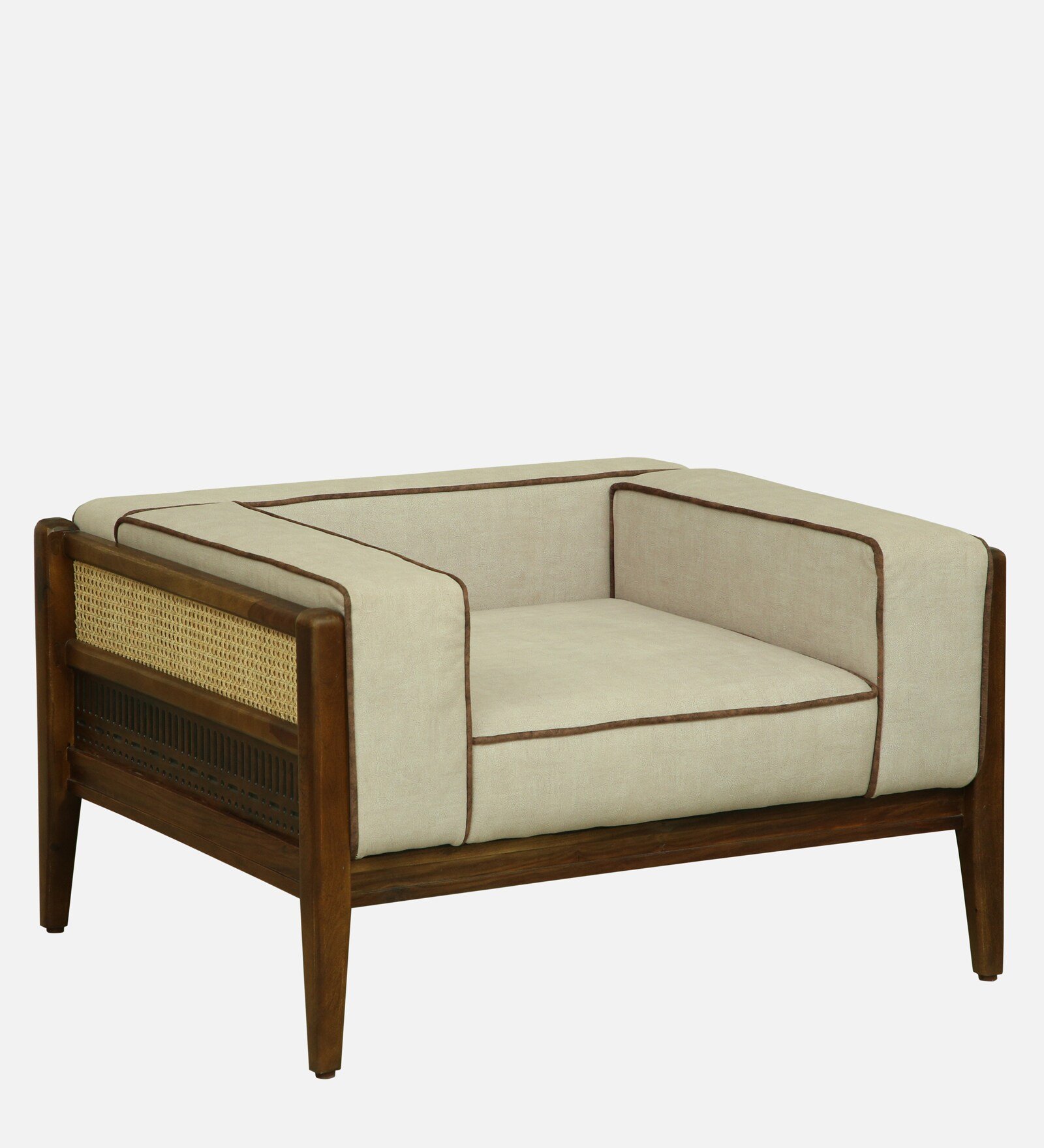 Artisan Crafted Solid Wood Single Seater Sofa in Provincial Teak Finish - Image 5