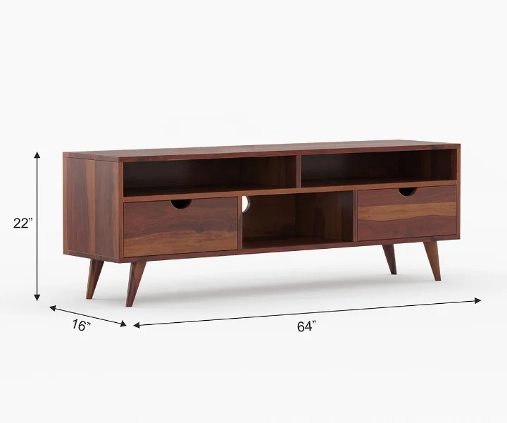 Artisan Crafted Solid Wood TV Unit - Image 2