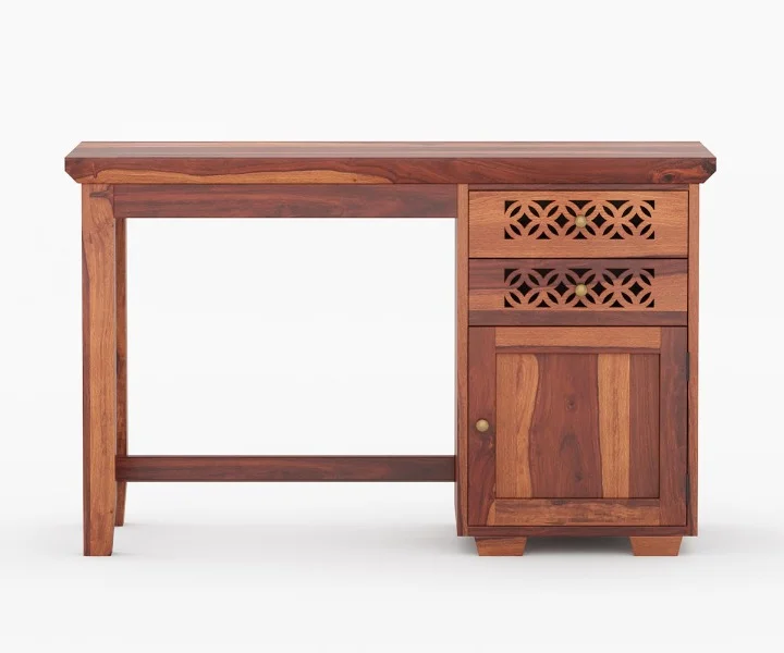 Artisan Solid Wood Study Desk with Modern Minimal Design in Walnut Finish - Image 2