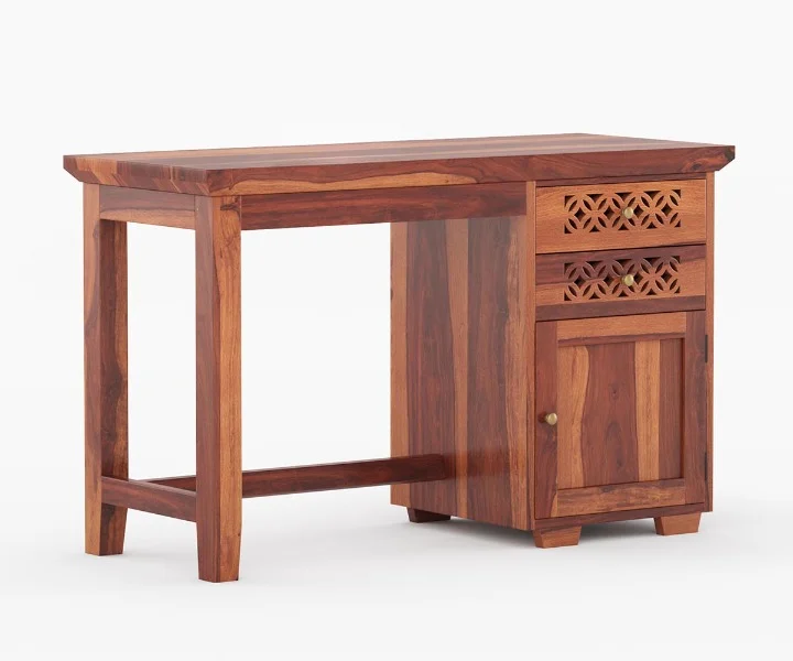 Artisan Solid Wood Study Desk with Modern Minimal Design in Walnut Finish - Image 3