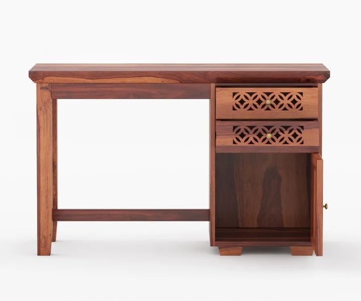 Artisan Solid Wood Study Desk with Modern Minimal Design in Walnut Finish - Image 4