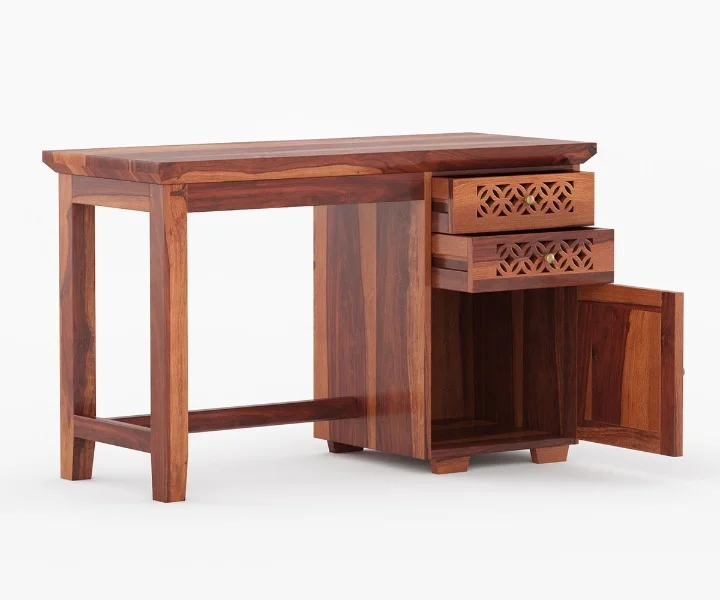 Artisan Solid Wood Study Desk with Modern Minimal Design in Walnut Finish - Image 5