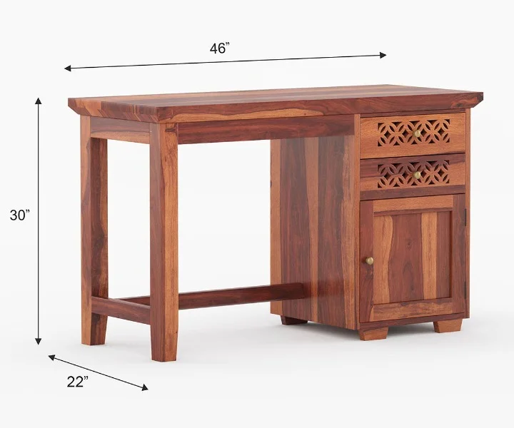 Artisan Solid Wood Study Desk with Modern Minimal Design in Walnut Finish - Image 6