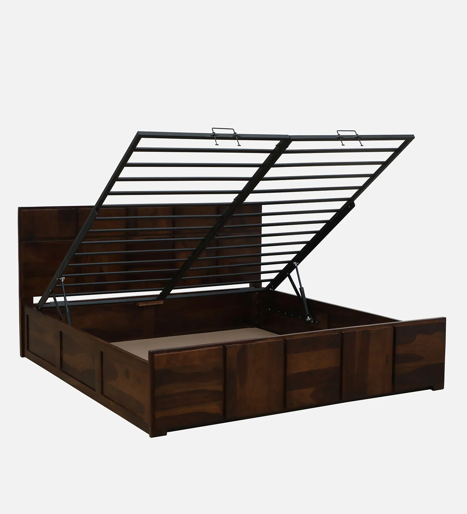 Arvena Premium Solid Sheesham Wood Double Bed with Upholstered Headboard - Image 3