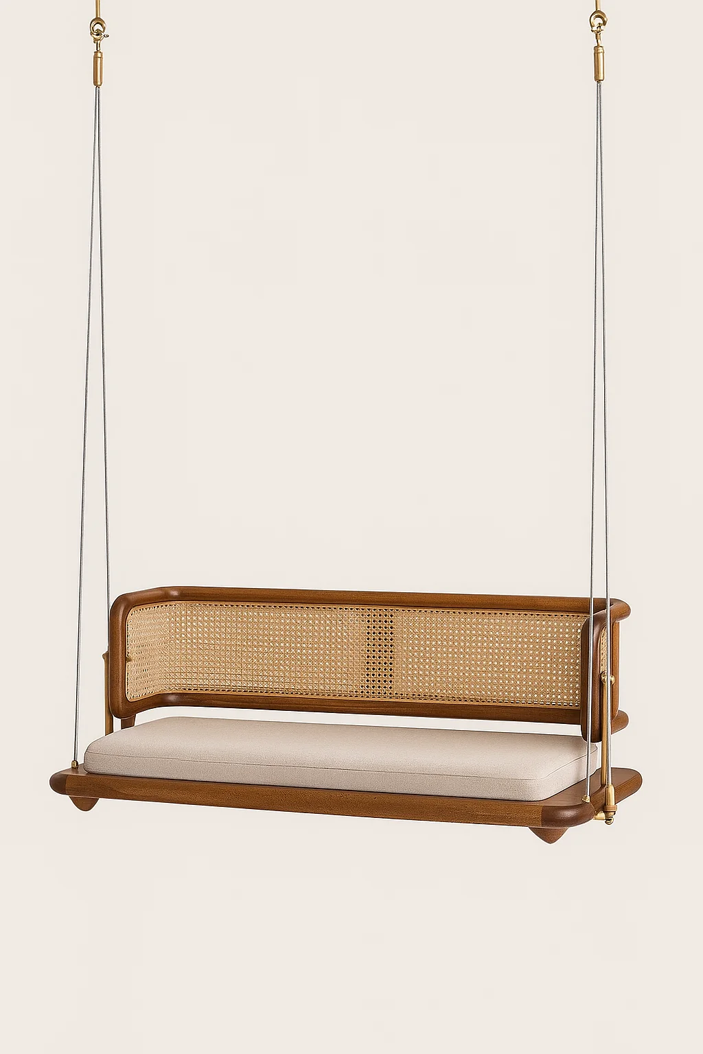 Arvena Solid Wood Wooden Swing with Premium Cushioned Seating in Walnut Finish - Image 4