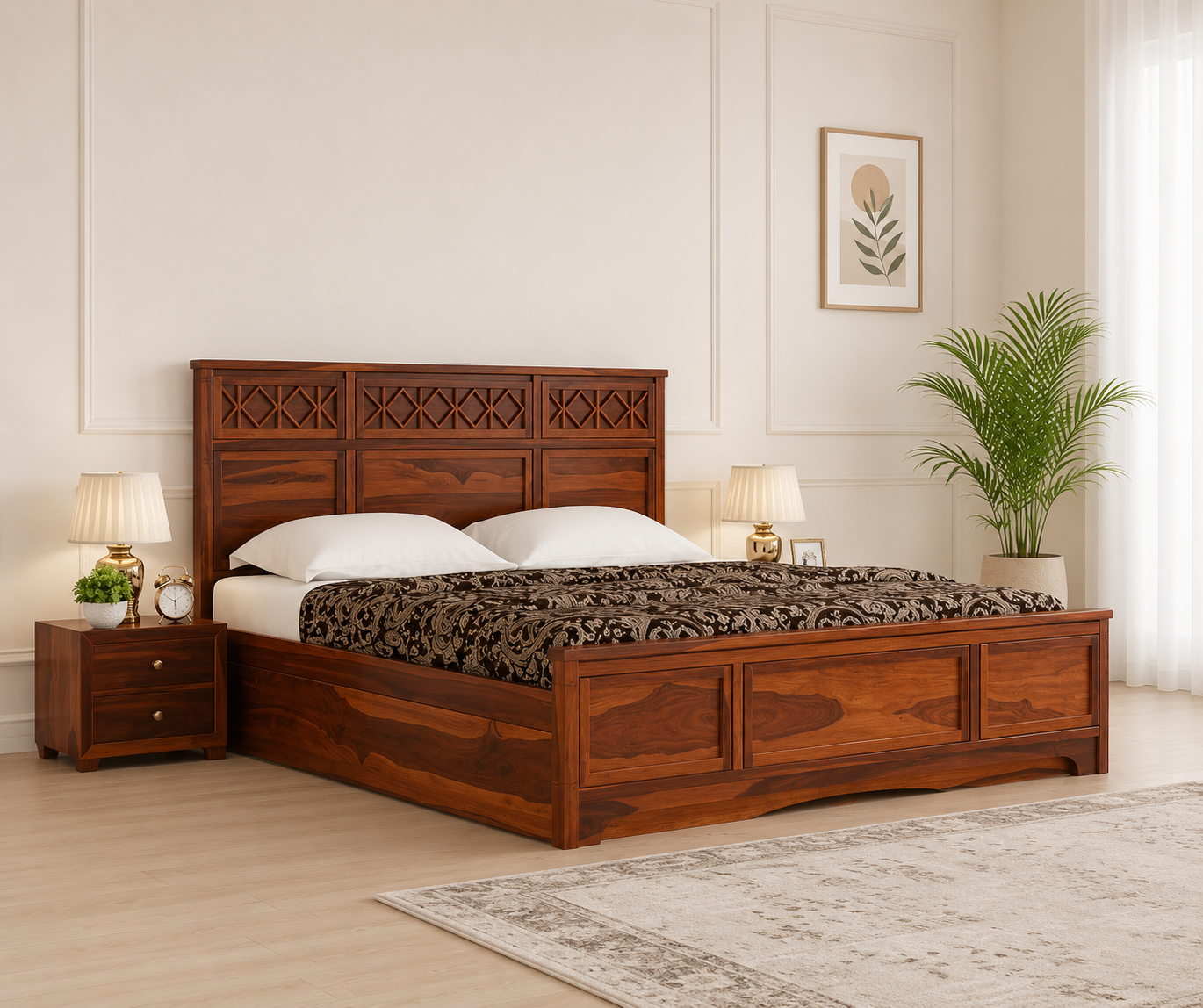 Aspen Contemporary Solid Wood Storage Bed for Bedroom