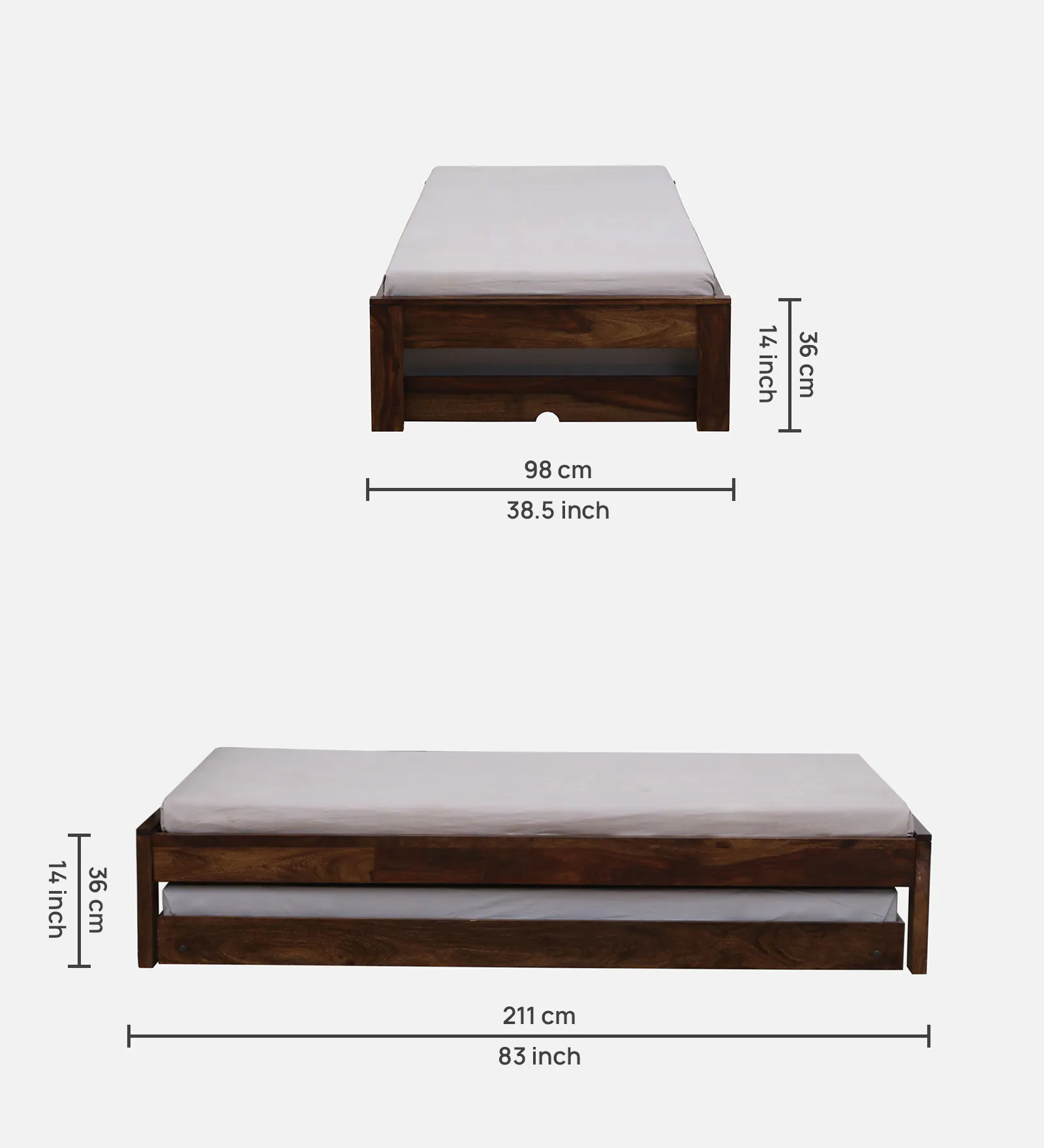 Aspen Premium Wooden Single Bed in Honey Oak Finish - Image 2