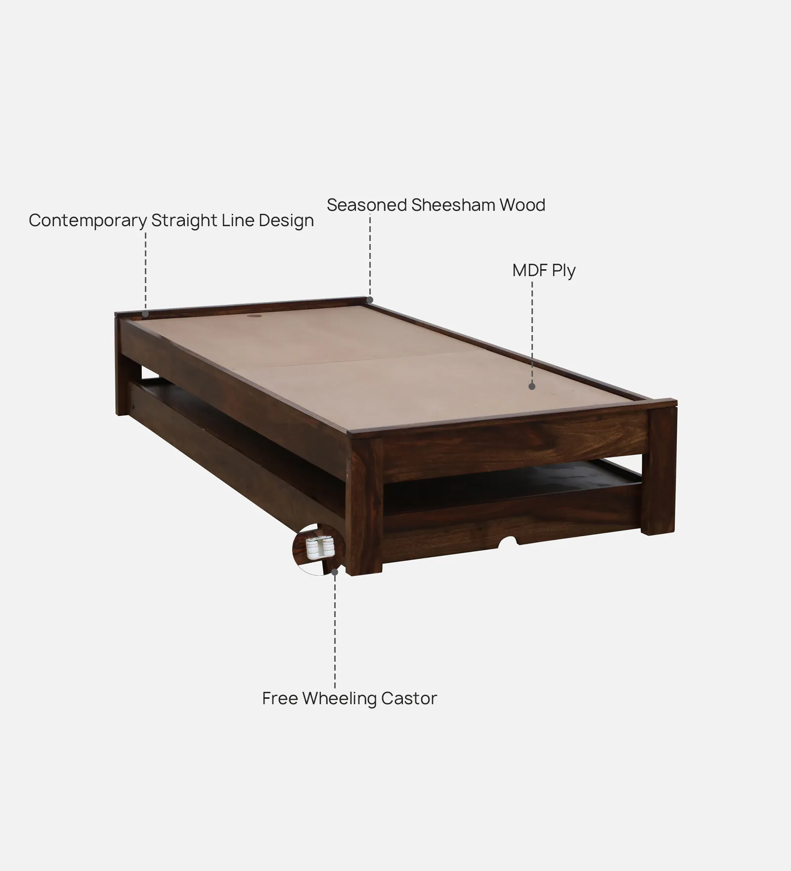 Aspen Premium Wooden Single Bed in Honey Oak Finish - Image 7