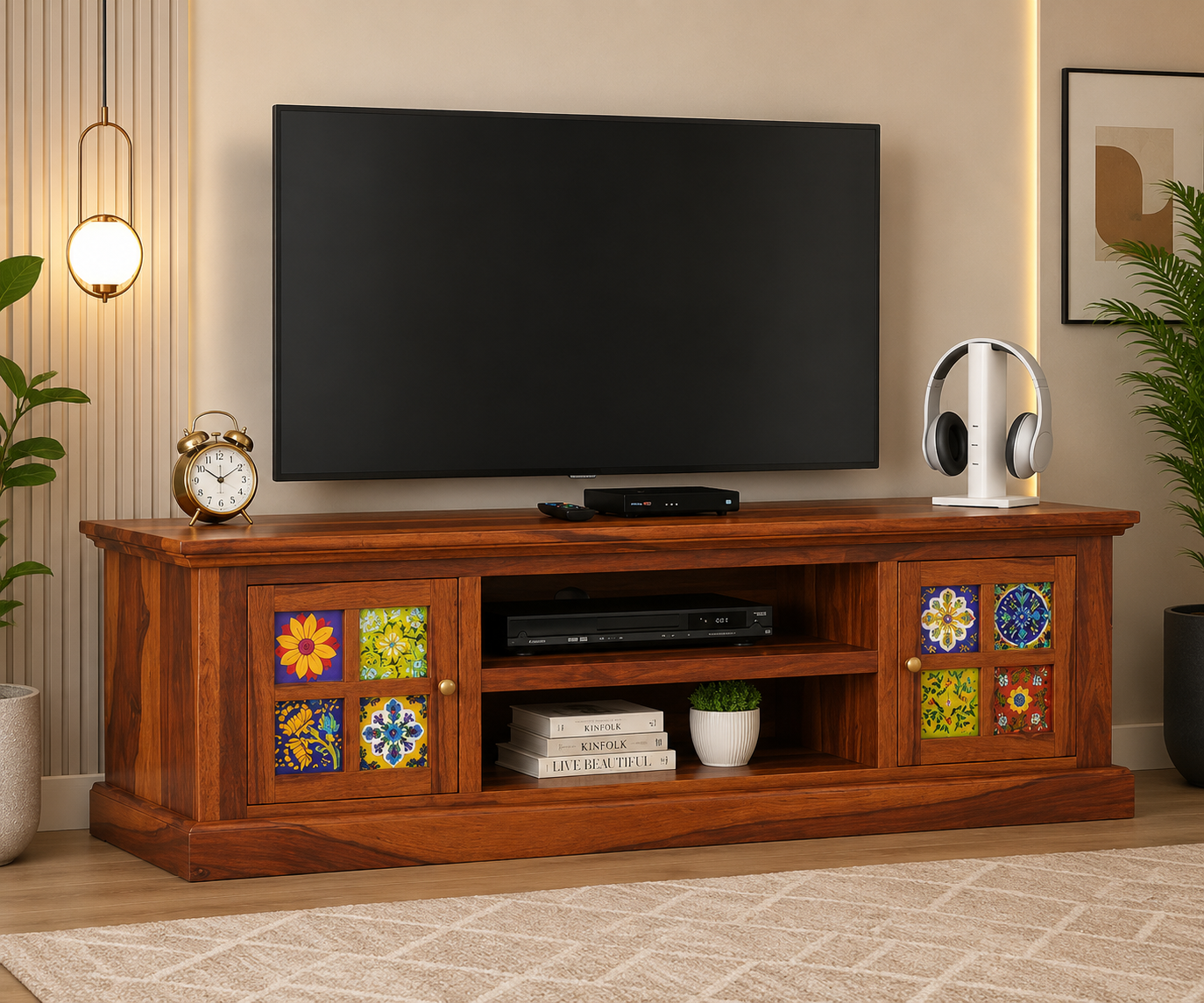Aspen Solid Sheesham Wood Entertainment TV Unit