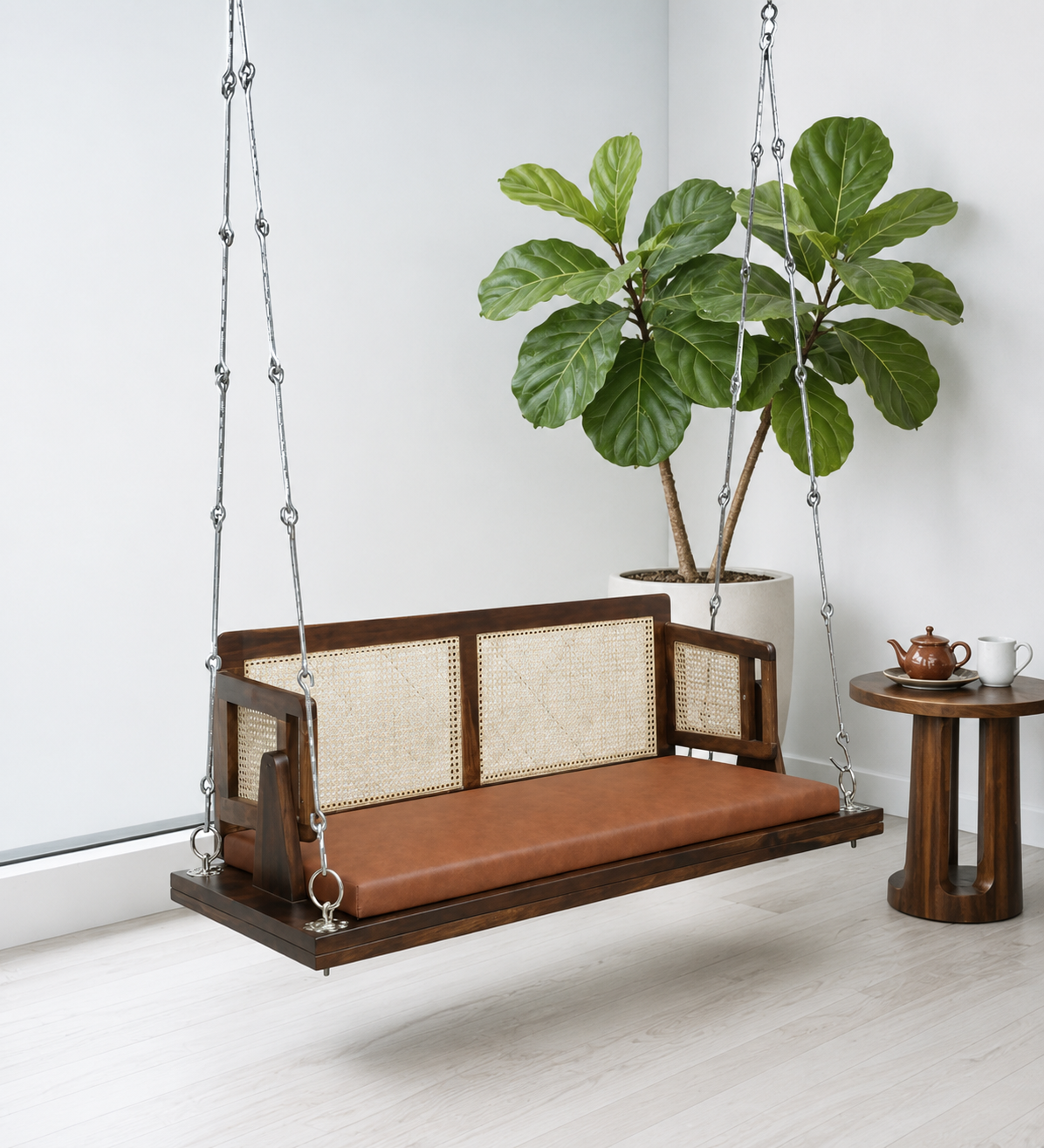 Astera Handcrafted Wooden Swing for Indoor and Balcony Spaces