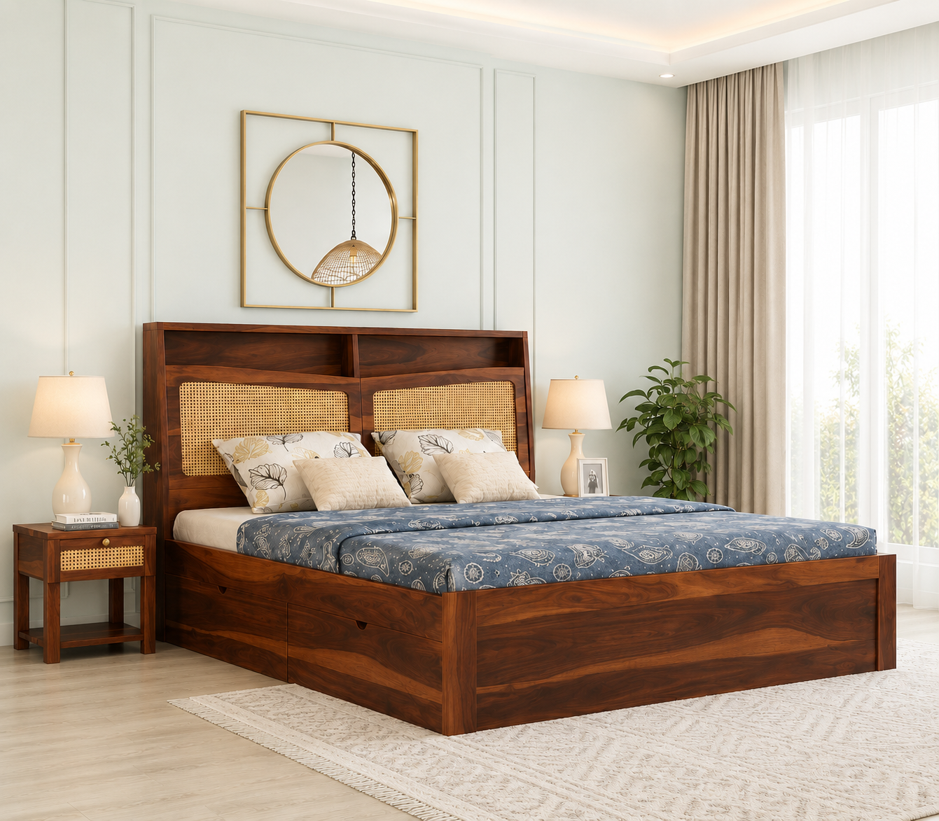 Astoria Premium Sheesham Wood Bed with Smooth Wooden Finish