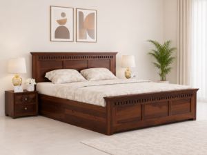 Aurelia Luxury Solid Sheesham Wood Bed with Storage