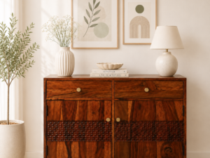 Aurelia Sheesham Wood Large Utility Cabinet with Spacious Storage