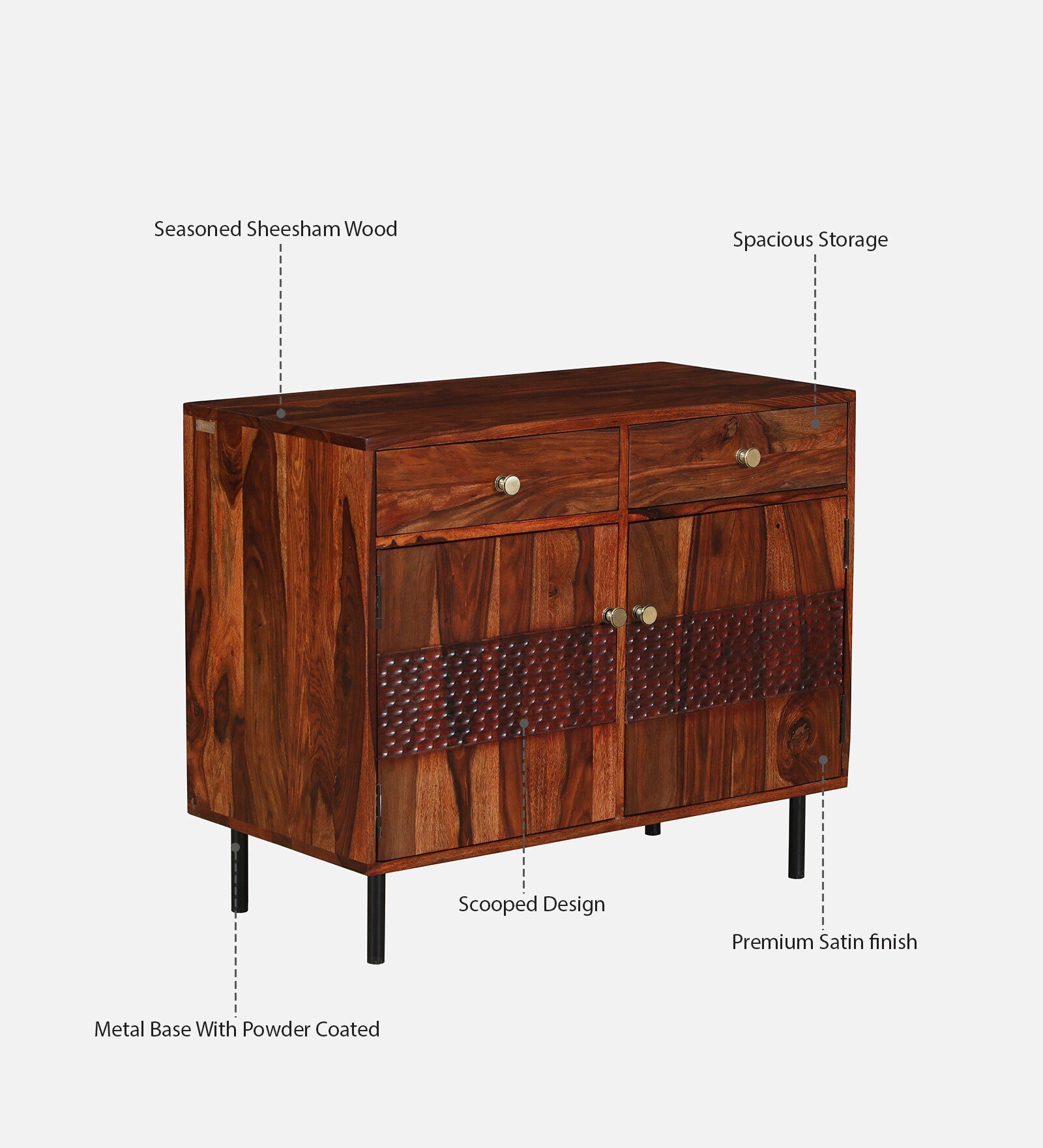Aurelia Sheesham Wood Large Utility Cabinet with Spacious Storage - Image 2