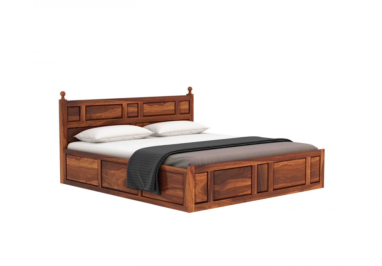 Aurora Luxury Sheesham Wood Bed with Smart Storage Design - Image 3