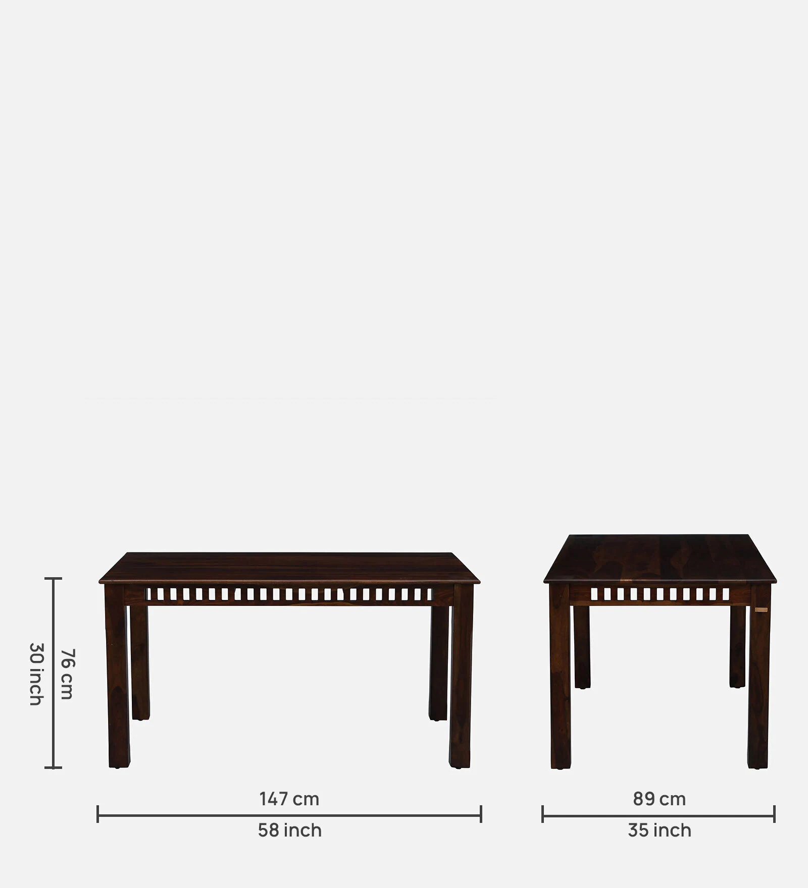 Avelino Solid Sheesham Wood 6 Seater Dining Set in Rustic Walnut Finish - Image 7
