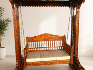 Avellia Solid Sheesham Wood Wooden Swing in Honey Oak Finish