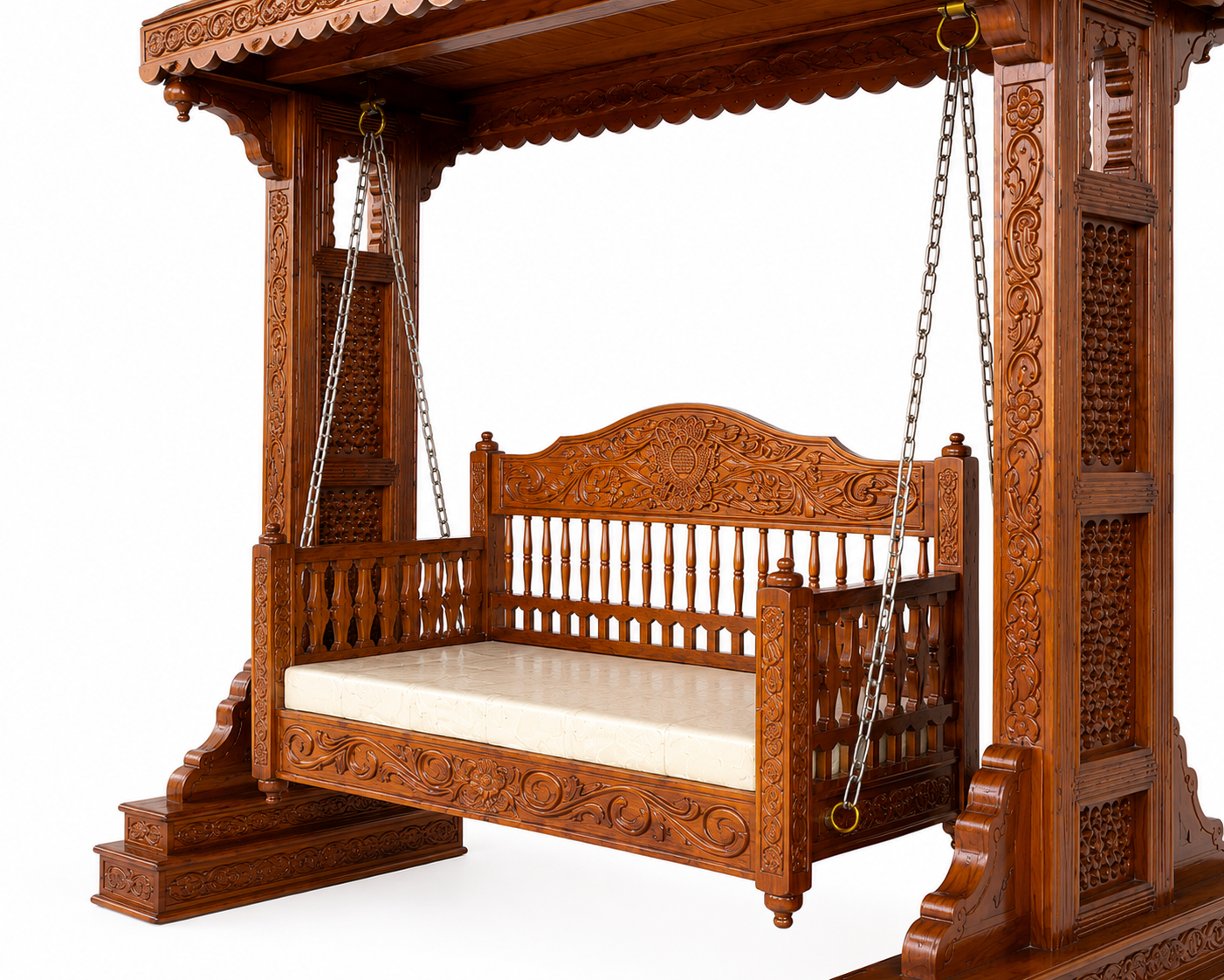 Avellia Solid Sheesham Wood Wooden Swing in Honey Oak Finish - Image 2