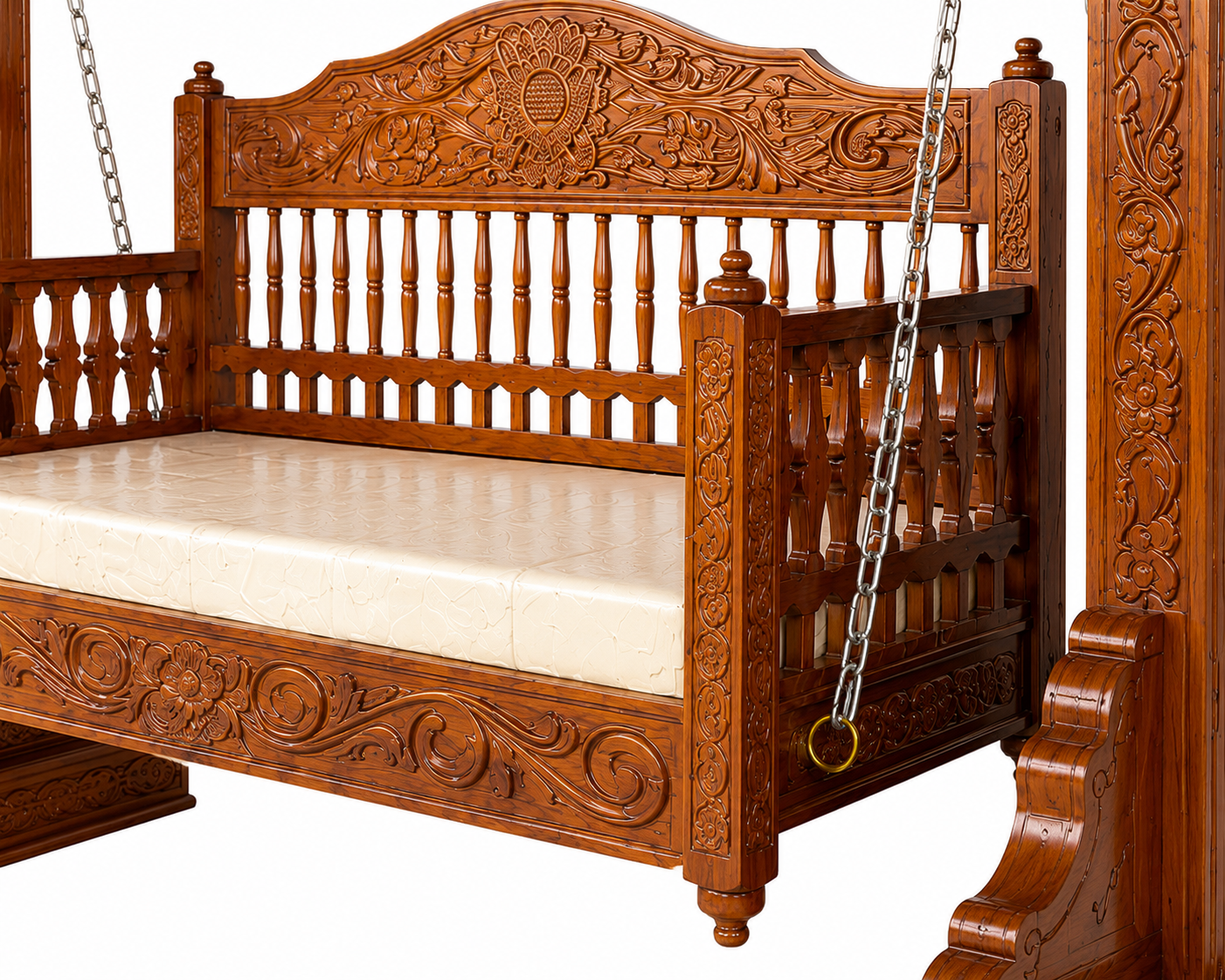 Avellia Solid Sheesham Wood Wooden Swing in Honey Oak Finish - Image 4