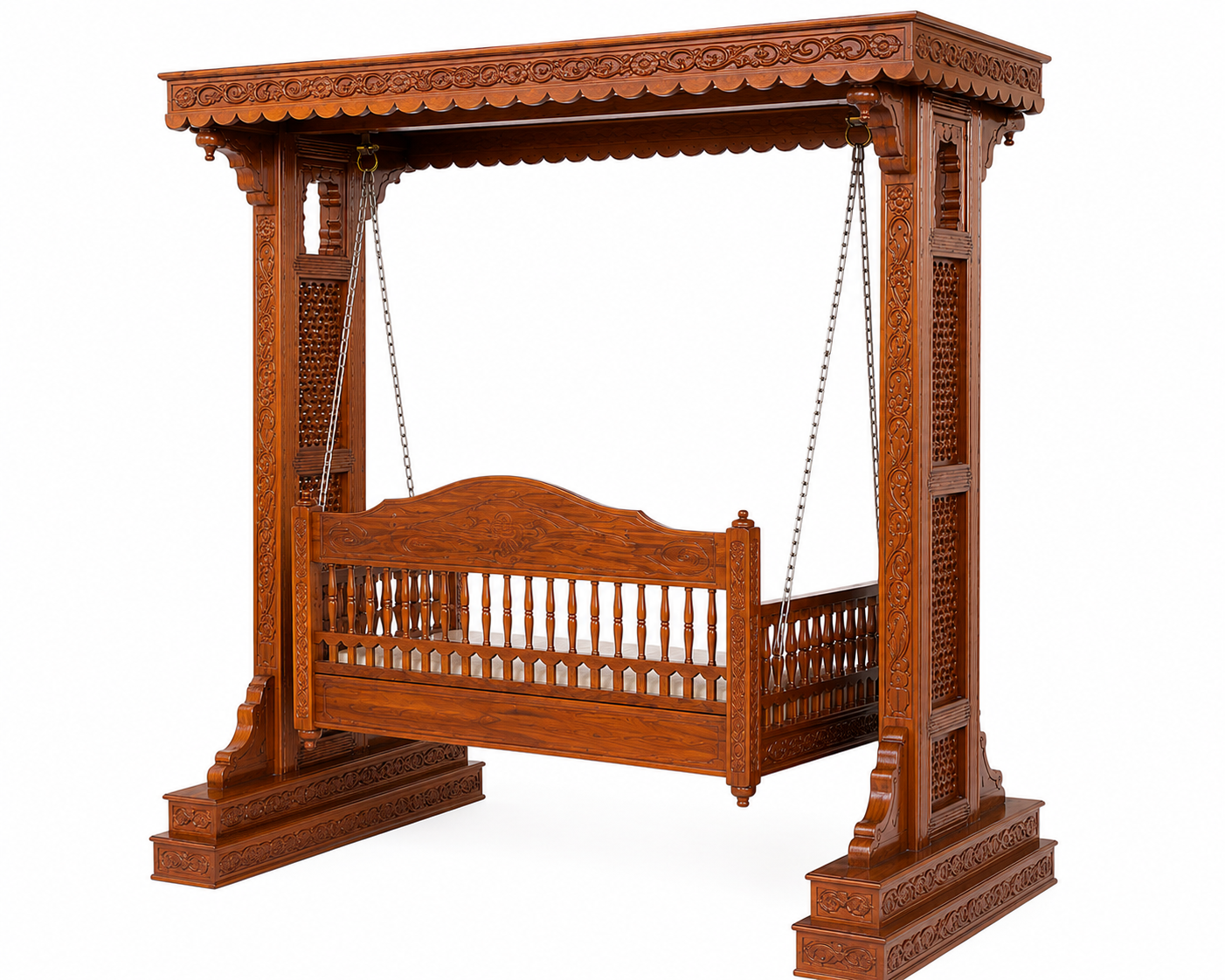 Avellia Solid Sheesham Wood Wooden Swing in Honey Oak Finish - Image 5
