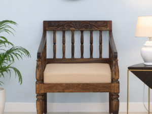 Avelon Solid Sheesham Wood 1 Seater Sofa in Premium Honey Oak Finish
